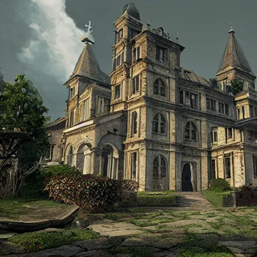 Prompt: nun convent, realistic, highly detailed, hd, unreal engine, guillermo del toro