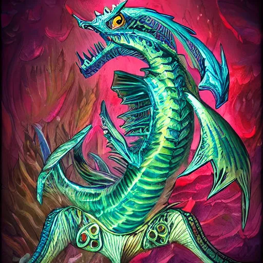 Prompt: underwater sea dragon full body, d & d style, trending on artstation, colorful, intricate, highly detailed
