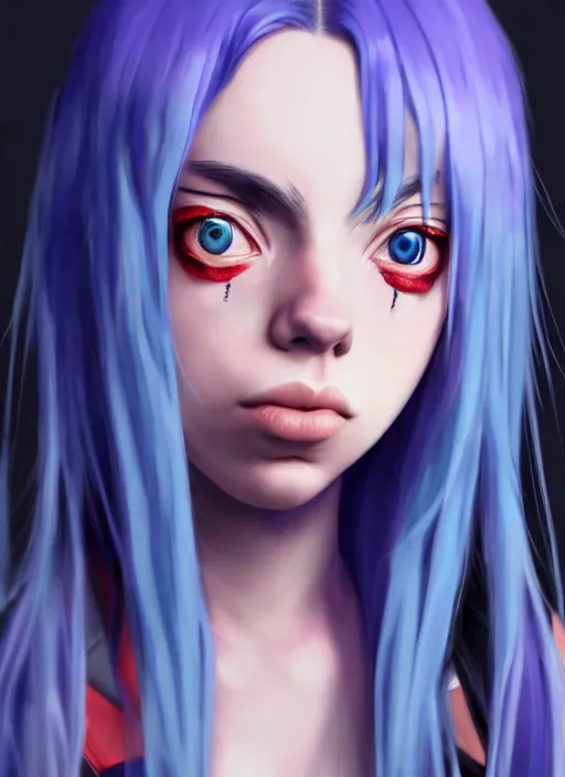 Image similar to billie eilish as anime character, ultra detailed, trending on artstation, concept art, octane render, unreal engine,