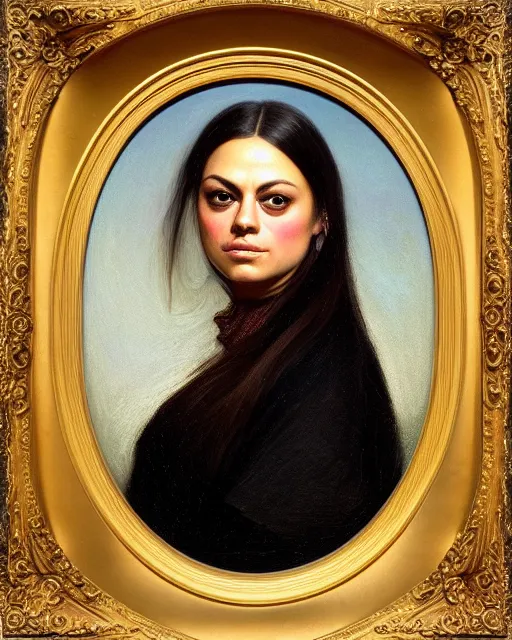Prompt: portrait of united states president teen mila kunis, 1 8 6 4, oil on canvas by william sidney mount, american exceptionalism