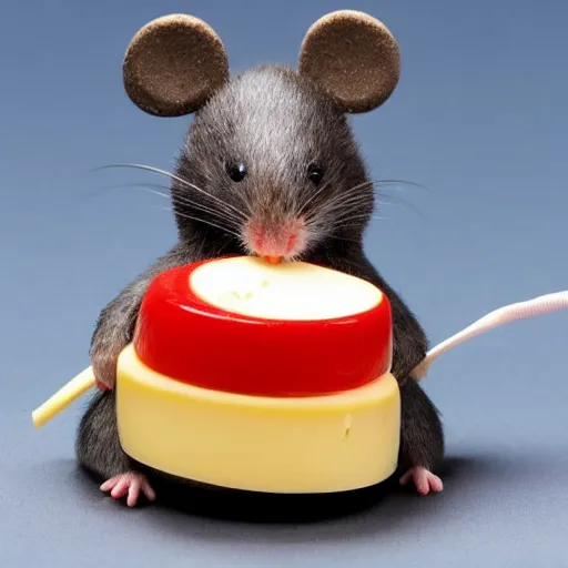 Image similar to mouse with red helmet eating cheese