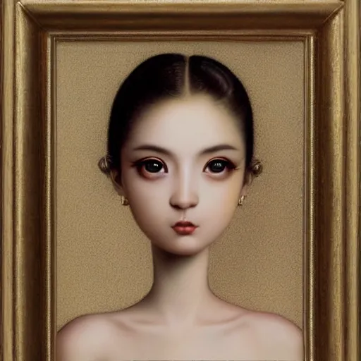 Image similar to a 3 d realistic of image of a feminine and attractive woman looking at the camera, painting by mark ryden, japonisme pop 3 d 8 k ultra detailed