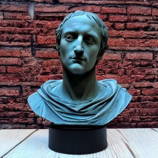 Image similar to 3 d renaissance statue head, mix with neon art, highly detailed