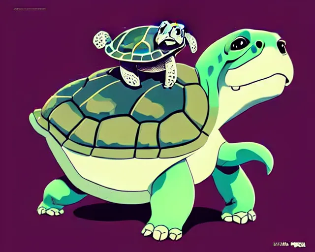 Prompt: cell shaded cartoon of an adorable turtle with a bulldog's head, concept art by josan gonzales and wlop, by james jean, victo ngai, david rubin, mike mignola, deviantart, art by artgem