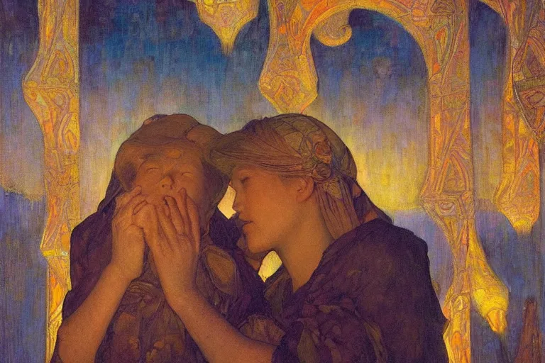 Image similar to Dreaming of the perfect Day by Annie Swynnerton and Nicholas Roerich and jean delville, glowing paper lanterns, strong dramatic cinematic lighting , ornate tiled architecture, lost civilizations, smooth, sharp focus, extremely detailed