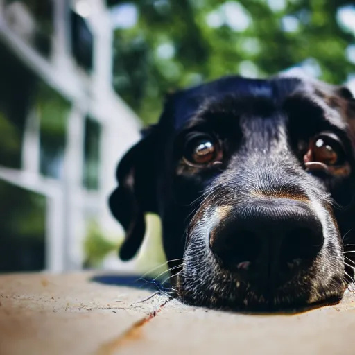 Prompt: Dog sniffing the camera, close-up, highly detailed, professional photography, fisheye lens, 4K, 8K
