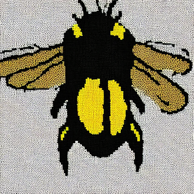 Image similar to bumble bee, pixelated, flying, 4 k