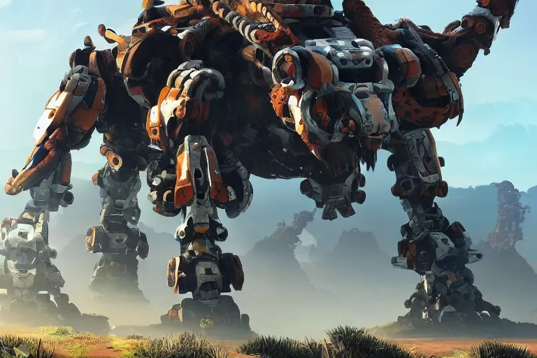 Image similar to shell - walker machine mecha animal beast robot of horizon forbidden west horizon zero dawn bioluminiscence global illumination ray tracing hdr fanart arstation by sung choi and eric pfeiffer and gabriel garza and casper konefal