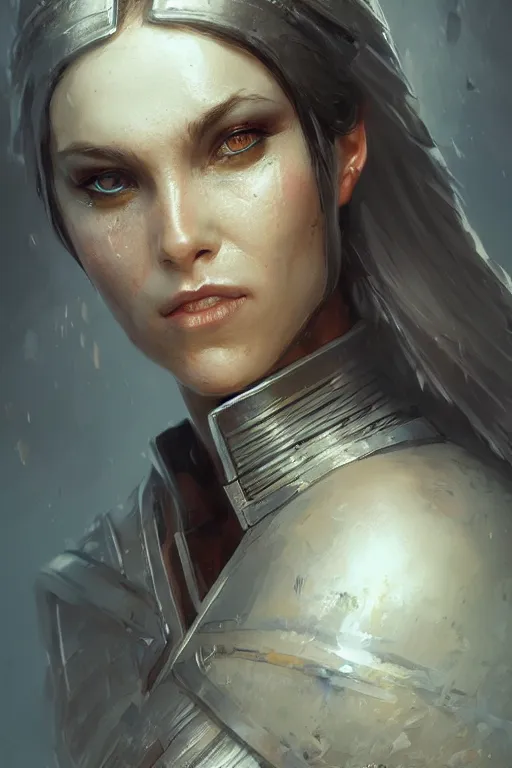 Prompt: armor lady, beautiful eyes, beautiful face, high detail, concept art, digital art, art of greg rutkowski, art of wlop, editor's pickup, trending on artstation, trending on deviantart, 4 k,