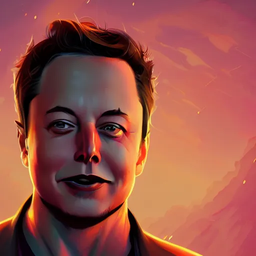 Image similar to Portrait of Elon Musk as Hephaestus, the greek god, mattepainting concept Blizzard pixar maya engine on stylized background splash comics global illumination lighting artstation lois van baarle, ilya kuvshinov, rossdraws