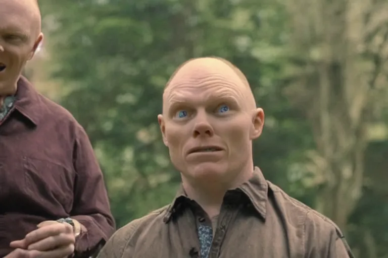 Prompt: a film still of Bill burr in the last mohican, high quality