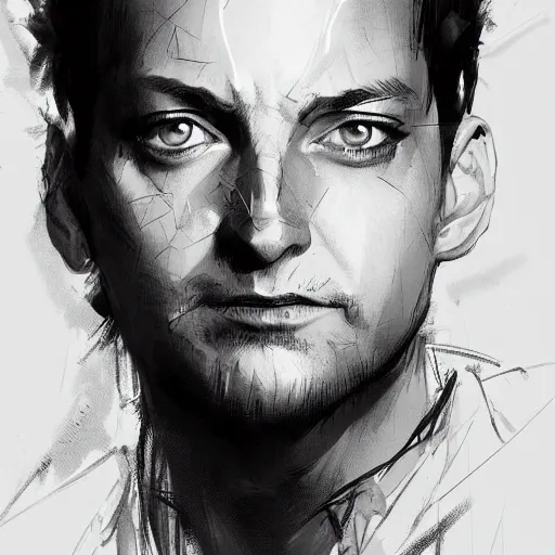 Image similar to portrait of Tobey Maguire, dramatic lighting, anime illustration by Greg rutkowski, yoji shinkawa, 4k, digital art, concept art, trending on artstation, アニメ, featured on pixiv