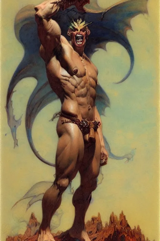 Image similar to male, monster, character design, painting by gaston bussiere, katsuya terada, frank frazetta, tom of finland, trending on artstation