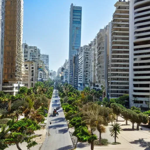 Prompt: Rothschild boulevard in Tel Aviv, 8k resolution