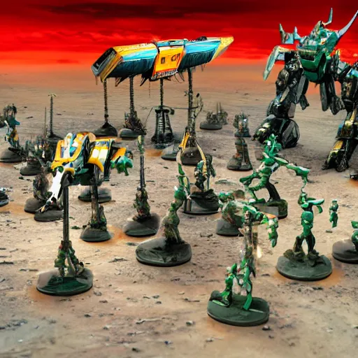 Prompt: giant robots fighting in a U.N. sanctioned battle to resolve a land dispute in the style of the movie robot jocks, miniatures