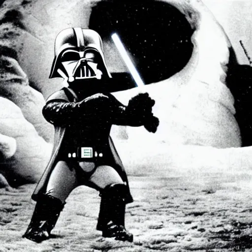 Prompt: darth Vader as a small child attacking the rebel base on Hoth
