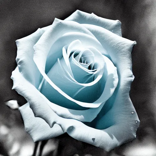 Image similar to rose underwater, award winning cyan and white photography, high contrast, high definition