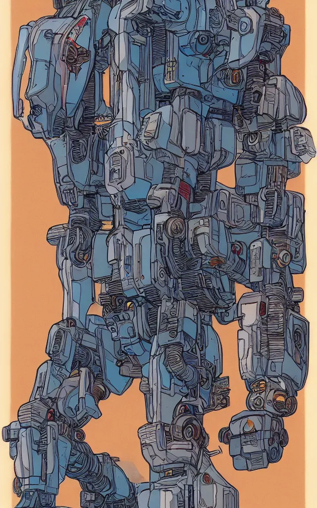 Image similar to mech suit. portrait by stonehouse and jean giraud and will eisner. realistic proportions. dystopian. cyberpunk, blade runner, concept art, cel shading