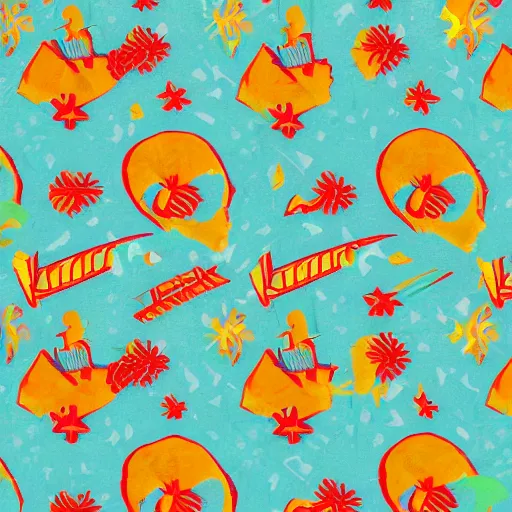 Prompt: sci fi hawaiian shirt pattern