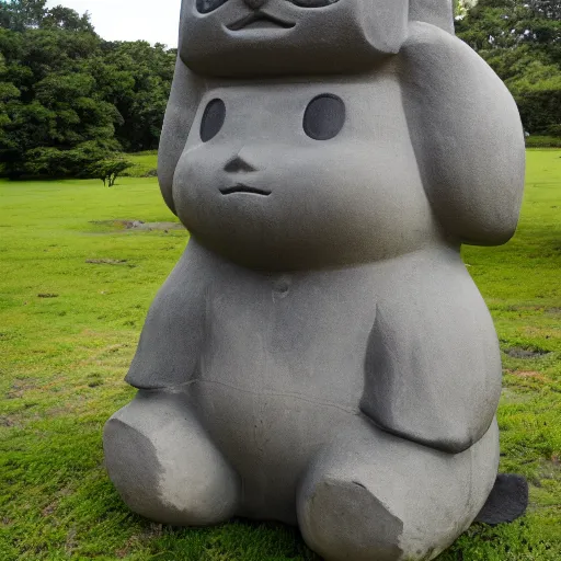 Image similar to pikachu as a moai statue, portrait photo