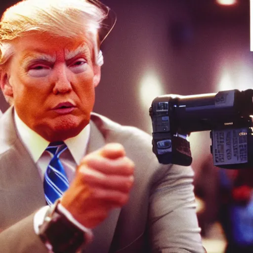Prompt: photo of donald trump with cyborg arm cinestill, 800t, 35mm, full-HD