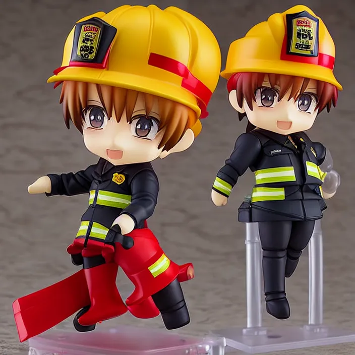 Image similar to an anime nendoroid of the fireman, figurine, detailed product photo