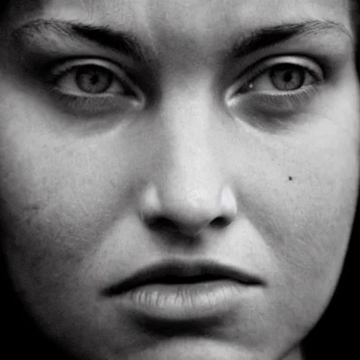 Prompt: a candid extreme closeup portrait of an expressive face of a focused young woman by annie leibovitz