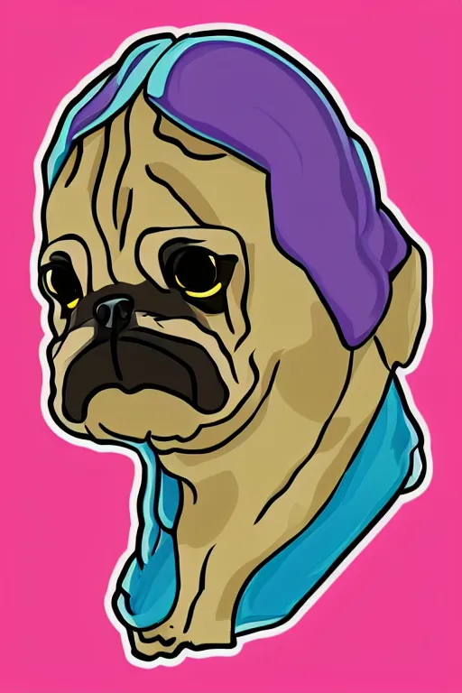 Image similar to portrait of a pug skeletor, sticker, colorful, illustration, highly detailed, simple, smooth and clean vector curves, no jagged lines, vector art, smooth