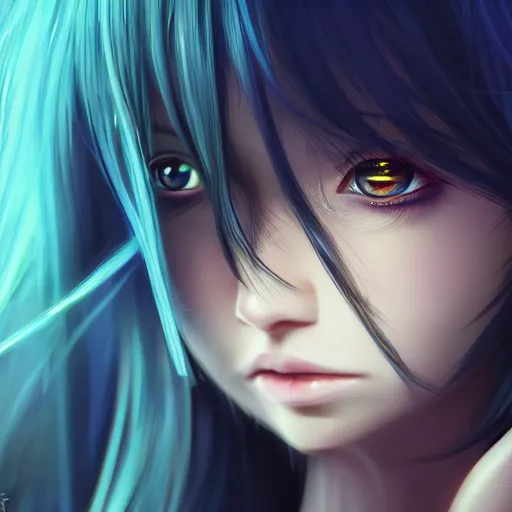 Image similar to advanced digital portrait painting photograph, a anime girl traversing liminal space, full body, very long black hair, azure blue watery eyes, full round face, cinematic lighting, medium shot, mid-shot, highly detailed, trending on artstation, Unreal Engine 4k, Stanley Artgerm Lau, WLOP, Rossdraws, James Jean, Andrei Riabovitchev, Marc Simonetti, and Sakimichan