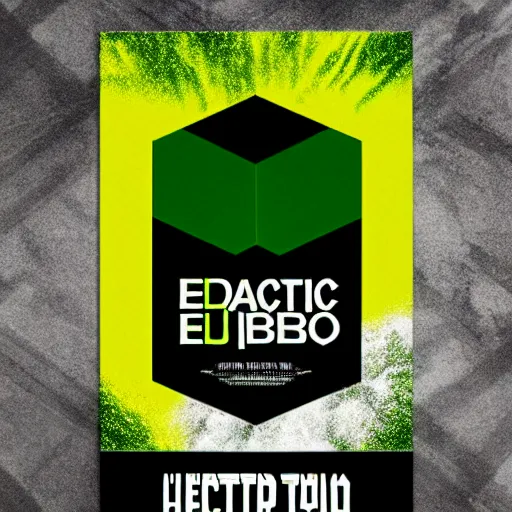 Prompt: graphic design, typography, black, textured graphic, a black and green poster for electric zoo, hyper maximalist