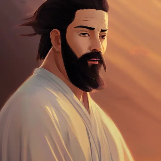 Prompt: Portrait of Haku from Spirited away as a handsome egyptian prince in the desert, highly detailed, smooth, sharp focus, artstation, illustration, digital art by WLOP