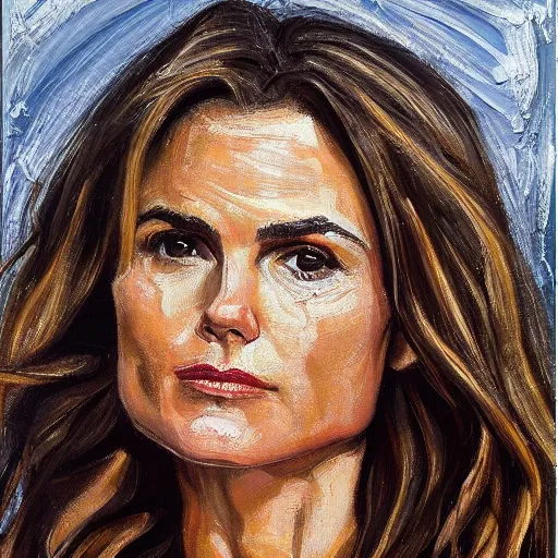 Image similar to of keri russell painted in the style of lucien freud later period with thick impasto oil paint