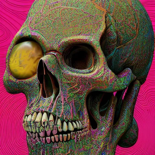 Image similar to portrait_of_a_melting_skull._intricate_abstract._psychedelic_liquod_embossed_intricate_artwork._by_Tooth_Wu_wlop_beeple_dan_mumford._octane_render_trending_on_artstat