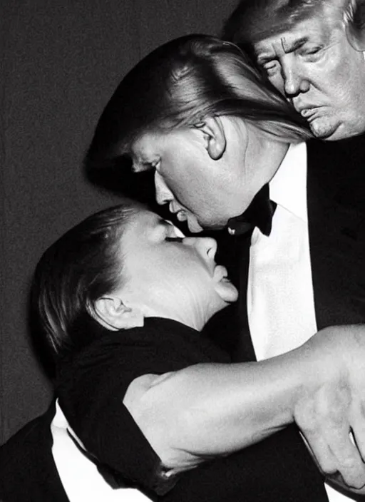 Image similar to beautiful romantic photo of donald trump kissing donald trump.