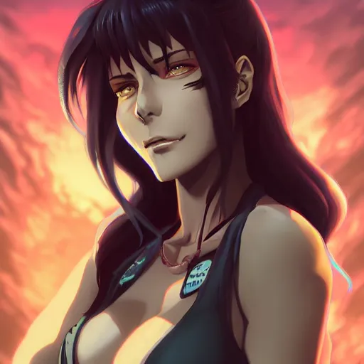 Image similar to a portrait of revy from black lagoon manga, art by lois van baarle and loish and ross tran and rossdraws and sam yang and samdoesarts and artgerm, digital art, highly detailed, intricate, sharp focus, trending on artstation hq, deviantart, unreal engine 5, 4 k uhd image