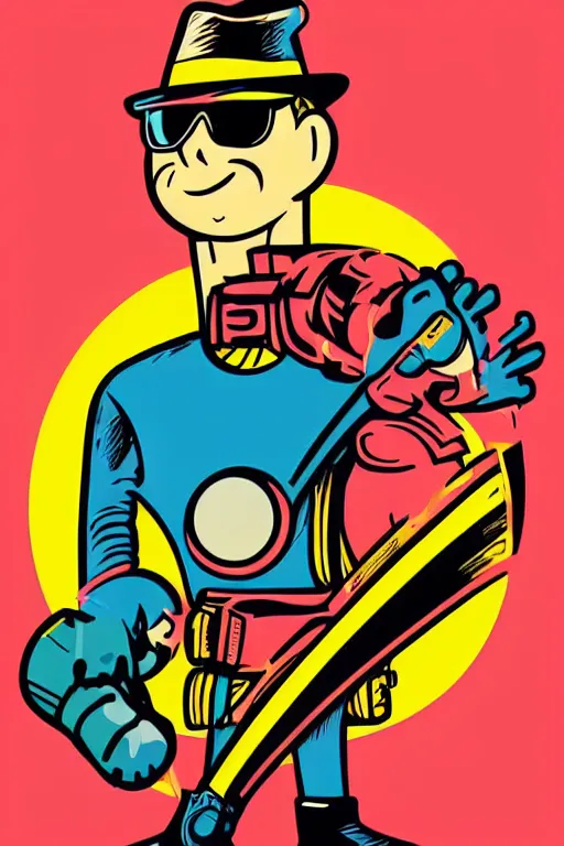 Image similar to fallout 7 6 retro futurist illustration art by butcher billy, sticker, colorful, illustration, highly detailed, simple, smooth and clean vector curves, no jagged lines, vector art, smooth andy warhol style