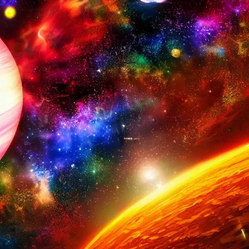 Prompt: an ultradetailed colorful illusturation of a solar system in space by makato shinkai, anime wallpaper 4 k