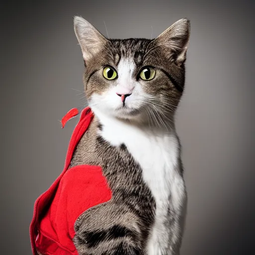 Prompt: yearbook style photo of cat on jacket cowboy