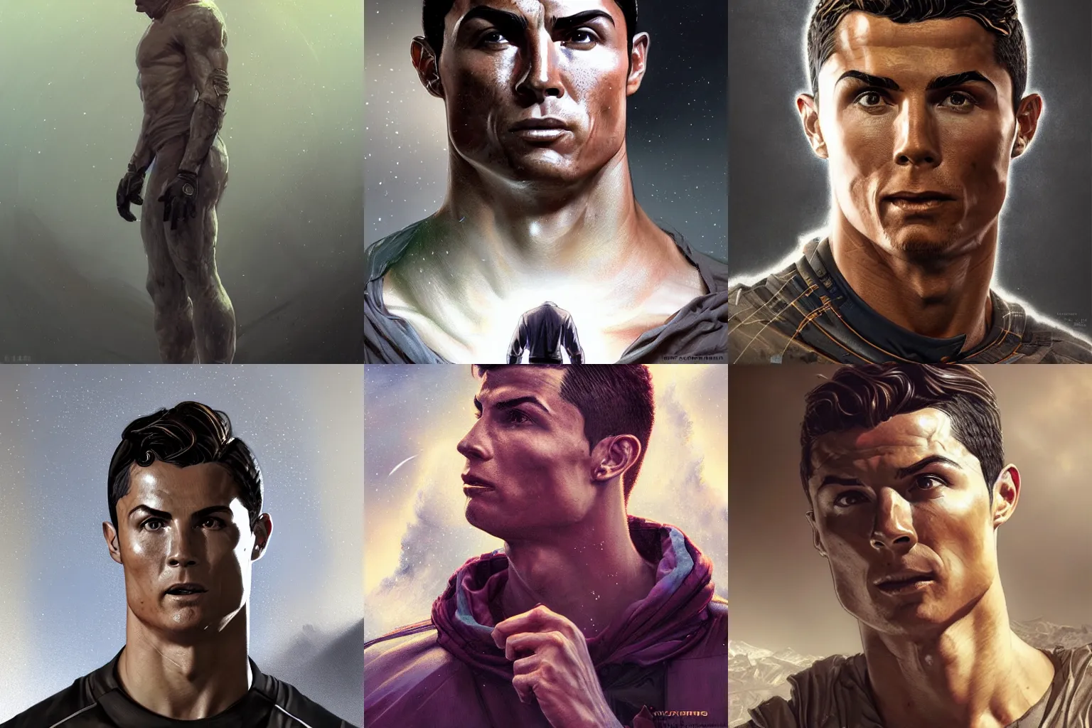 Prompt: cristiano Ronaldo Interstellar movie character highly detailed, digital fantasy character, painted portrait, artstation, concept art, hard focus, illustrations, works by Artgerm and Greg Rutkowski, Alphonse Mucha and Craig Mullins, James Jean, Andrey Ryabovichev, Mark Simonetti and Peter Morbacher, 16k,