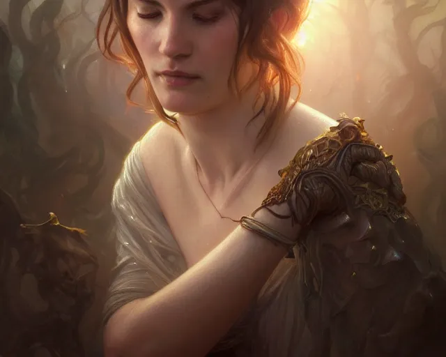 Prompt: photography of alyssa monks, deep focus, d & d and mtg, fantasy, intricate, elegant, highly detailed, digital painting, artstation, concept art, matte, sharp focus, illustration, hearthstone, art by artgerm and greg rutkowski and alphonse mucha