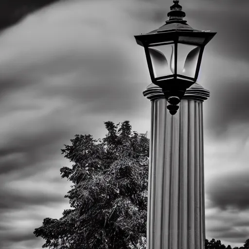 Image similar to a lamp - post, award winning black and white photography