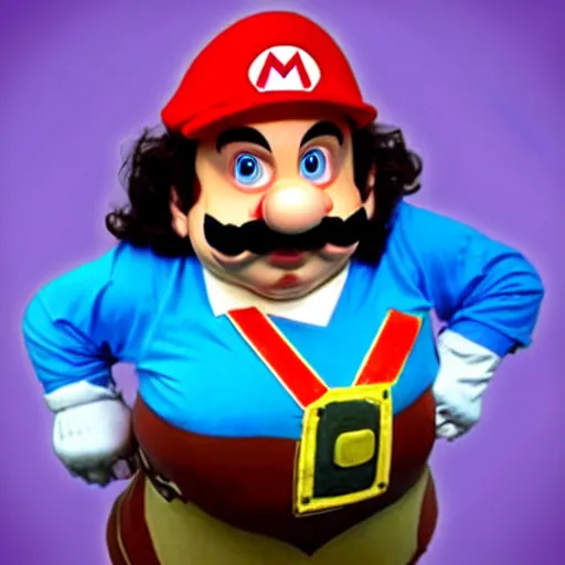 Prompt: ron jeremy as mario from super mario bro.