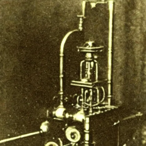 Prompt: grainy 1800s photo of a mechanical apparatus used to detect ghosts