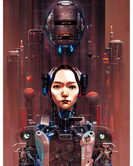 Image similar to robot, character portrait, portrait, close up, concept art, intricate details, highly detailed, sci - fi poster, cyberpunk art, in the style of disney, katsuhiro otomo