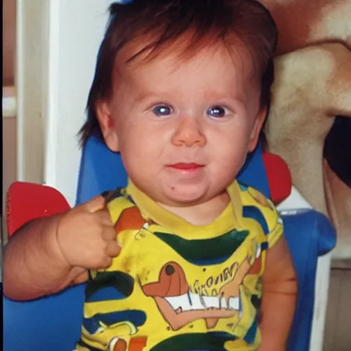 Prompt: a baby with the face of arnold scharzenegger