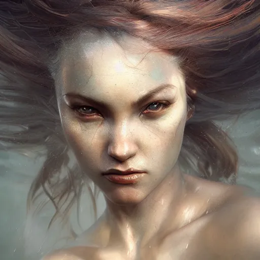 Image similar to photo realistic image of a mermaid, stunning 3 d render inspired art by istvan sandorfi and greg rutkowski, perfect facial symmetry, realistic, highly detailed attributes and atmosphere, dim volumetric cinematic lighting,