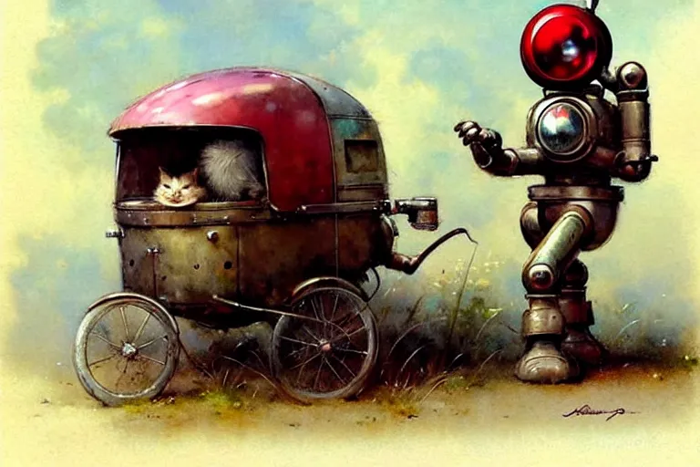 Image similar to adventurer ( ( ( ( ( 1 9 5 0 s retro future robot android mouse wagon. muted colors. ) ) ) ) ) by jean baptiste monge!!!!!!!!!!!!!!!!!!!!!!!!! chrome red