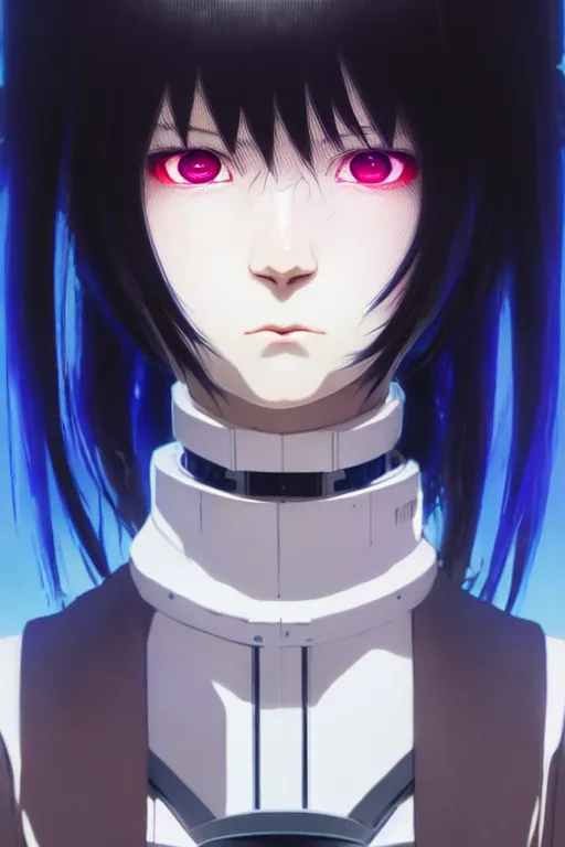 Image similar to portrait Anime cyborg non girl, cyberpunk, holy church cute-fine-face, white-hair pretty face, realistic shaded Perfect face, fine details. Anime. realistic shaded lighting by Ilya Kuvshinov katsuhiro otomo ghost-in-the-shell, magali villeneuve, artgerm, rutkowski, WLOP Jeremy Lipkin and Giuseppe Dangelico Pino and Michael Garmash and Rob Rey