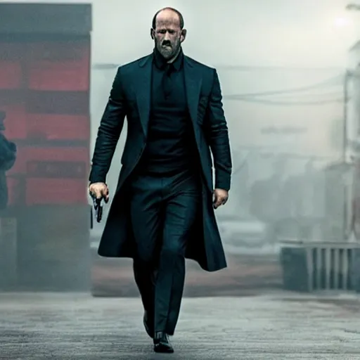 Prompt: jason statham as john wick 4 k quality super realistic