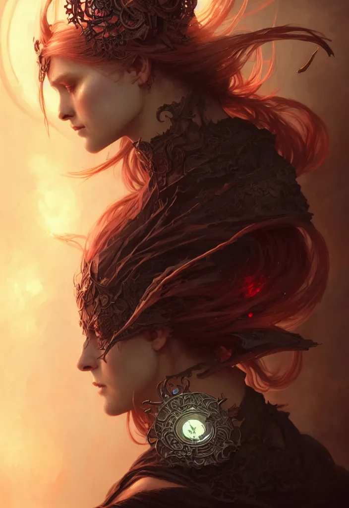 Image similar to Necromancer Sorceress, fantasy magic, undercut hairstyle, dark light night, intricate, elegant, sharp focus, illustration, highly detailed, digital painting, concept art, matte, art by WLOP and Artgerm and Greg Rutkowski and Alphonse Mucha, masterpiece